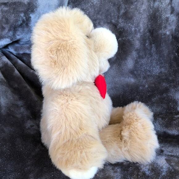 Vintage Goffa Dog Plush with Red Bow Tie & Red Mouth Tan Puppy Stuffed Animal - Picture 7 of 12